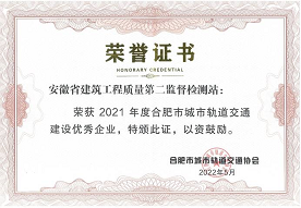 合肥市城市軌道建設優秀企業